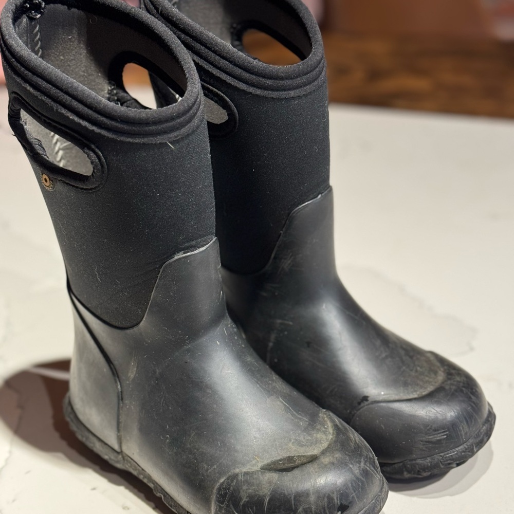 Kids Black Bogs Waterproof Insulated Boots